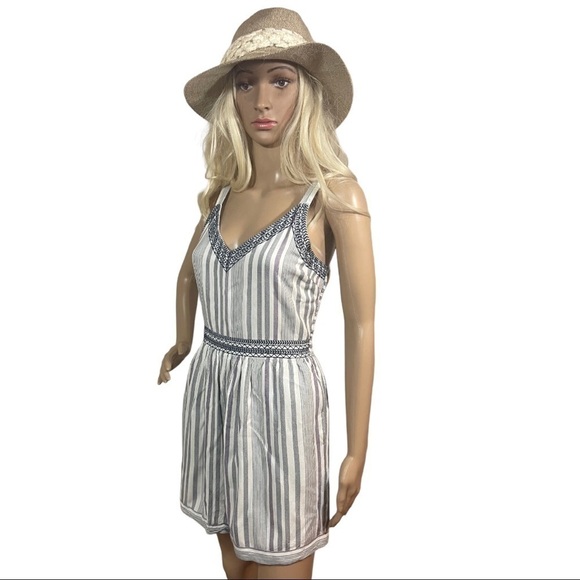 Japna purple blue and white striped shorts romper - Picture 1 of 9